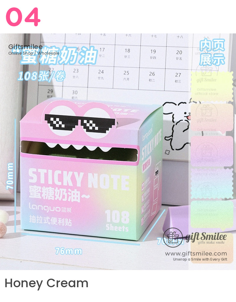 Rainbow Gradient Sticky Note Dispenser With Fun Face Design Post-It Notes | delicacy