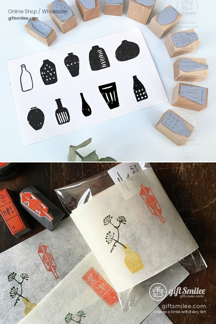 Retro Vase Pattern Rubber Stamp Set | KS-WS-345
