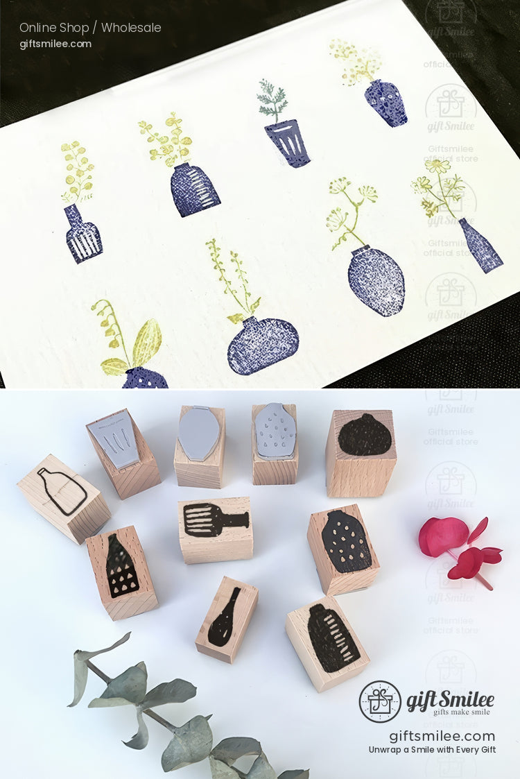 Retro Vase Pattern Rubber Stamp Set | KS-WS-345
