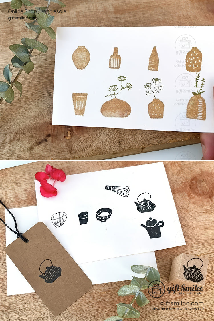 Retro Vase Pattern Rubber Stamp Set | KS-WS-345