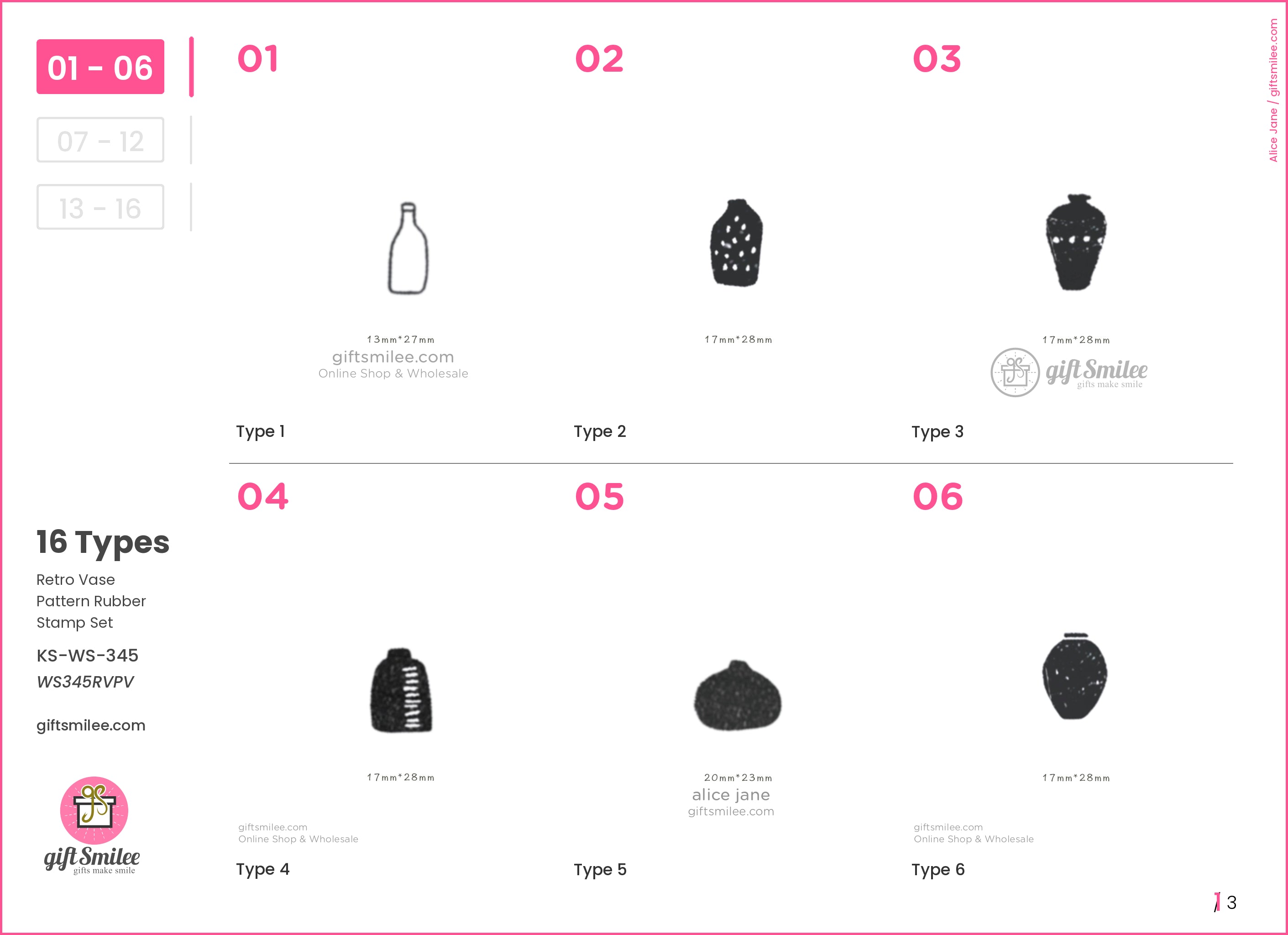 Retro Vase Pattern Rubber Stamp Set | KS-WS-345