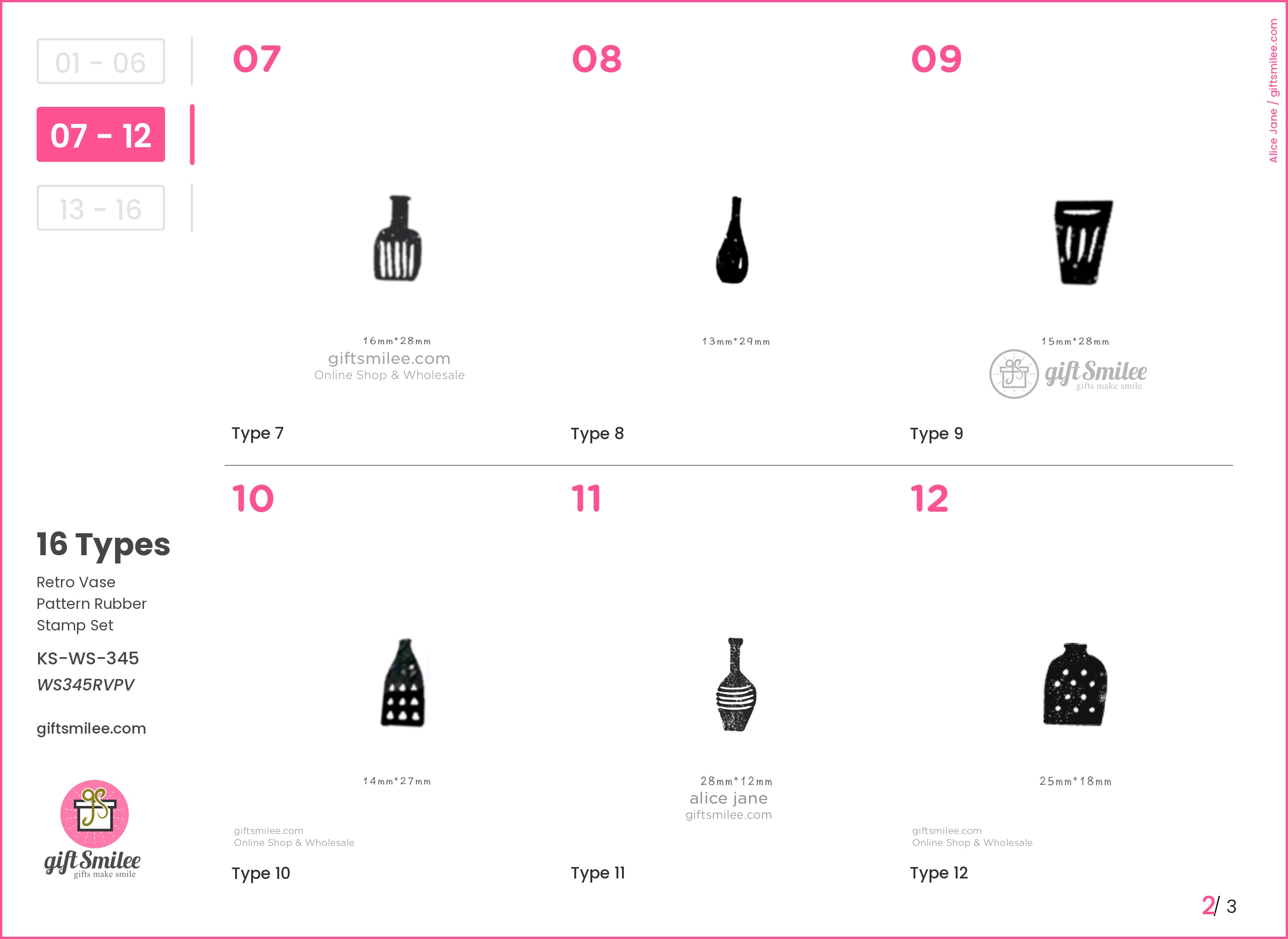 Retro Vase Pattern Rubber Stamp Set | KS-WS-345