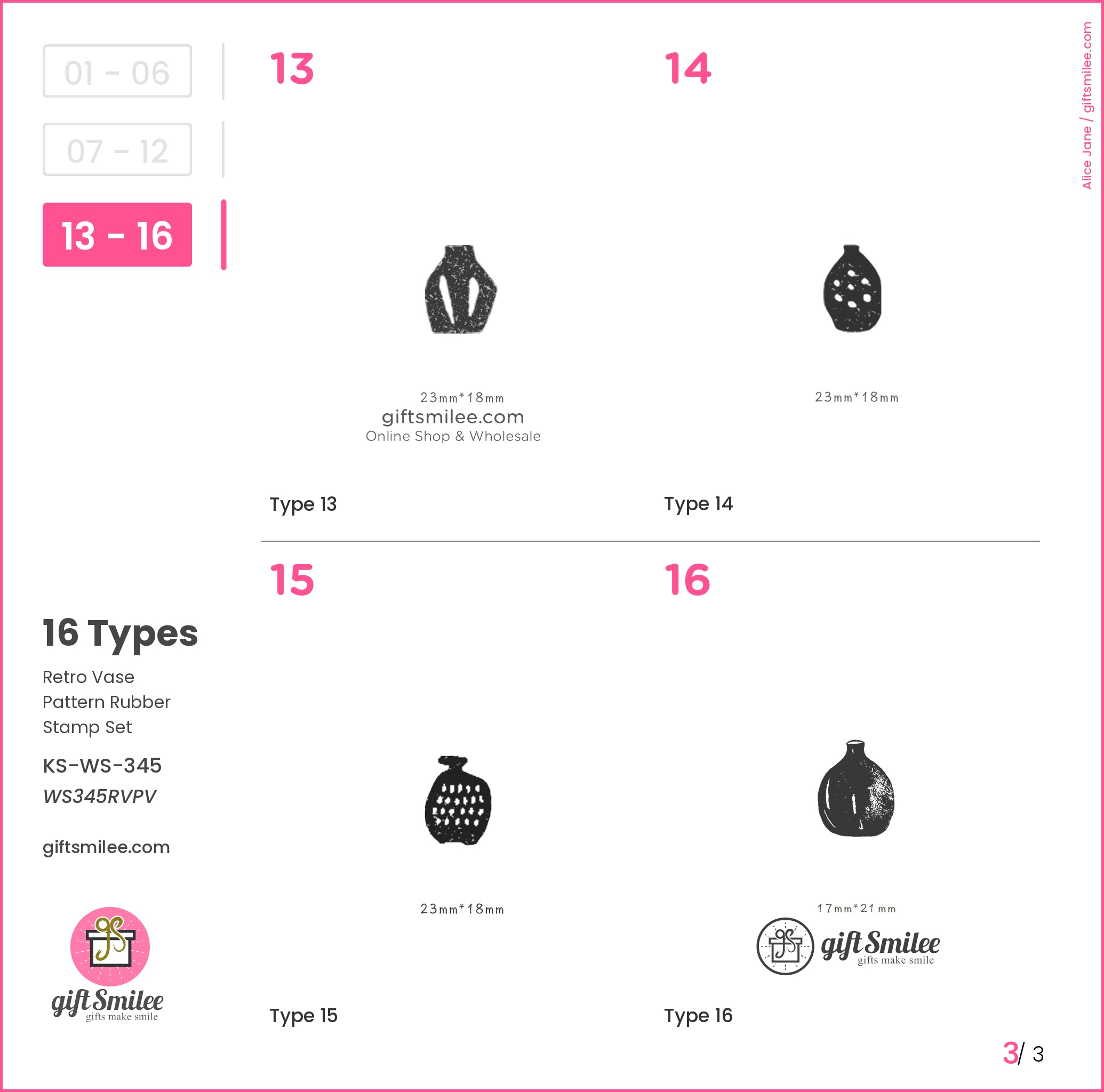 Retro Vase Pattern Rubber Stamp Set | KS-WS-345