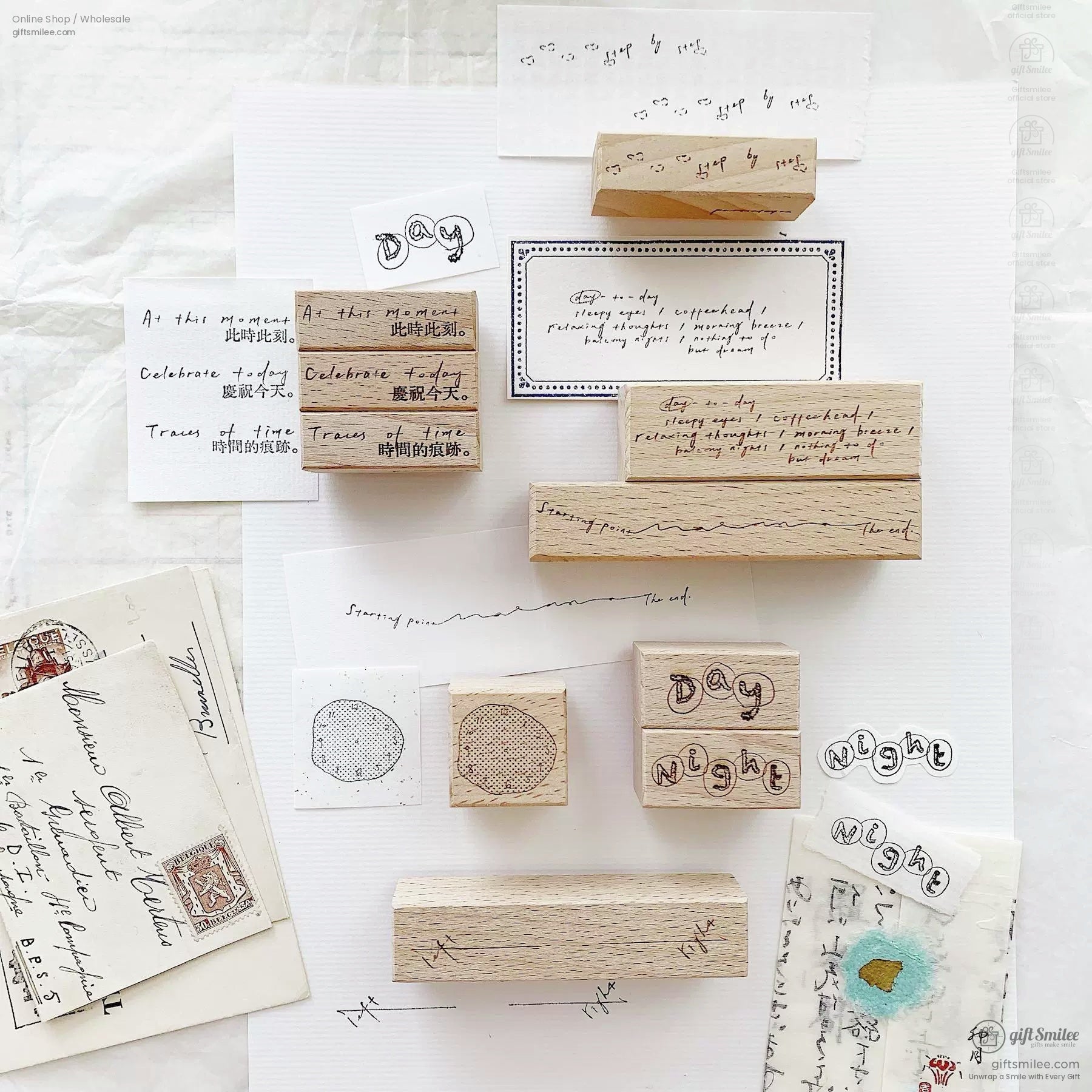 Clock Daily Life Wood Rubber Stamps Set | KS-WS-347