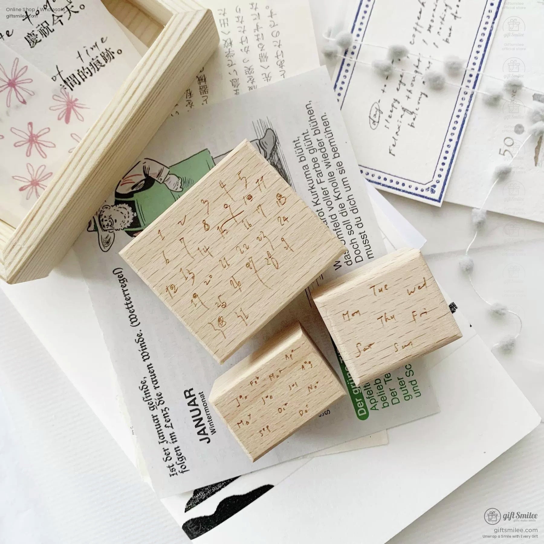 Clock Daily Life Wood Rubber Stamps Set | KS-WS-347