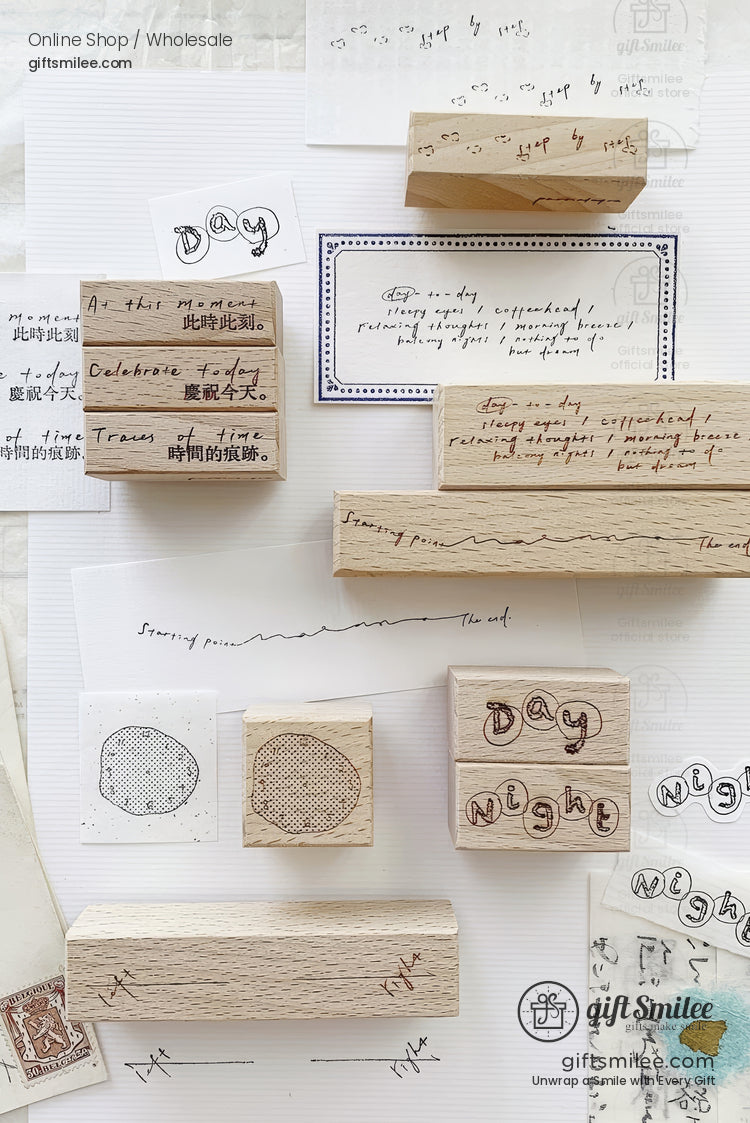Clock Daily Life Wood Rubber Stamps Set | KS-WS-347
