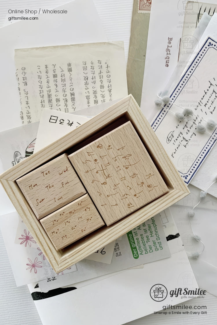 Clock Daily Life Wood Rubber Stamps Set | KS-WS-347
