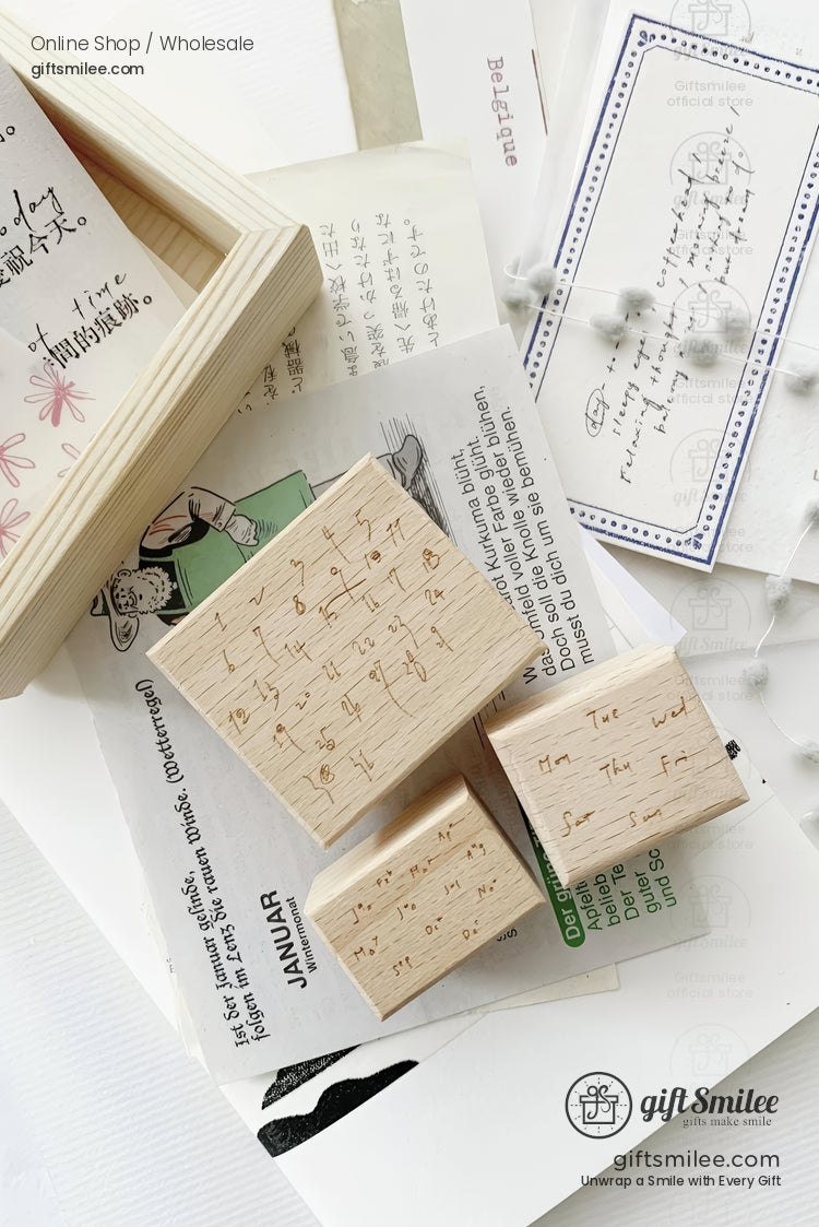 Clock Daily Life Wood Rubber Stamps Set | KS-WS-347