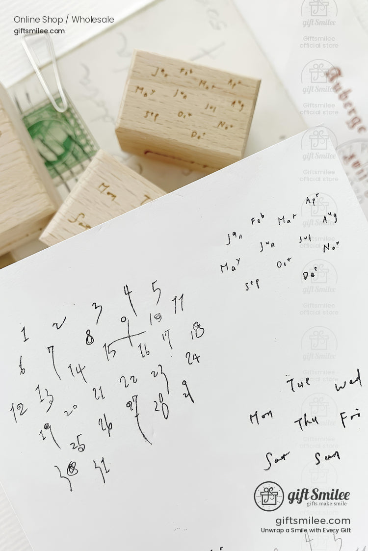 Clock Daily Life Wood Rubber Stamps Set | KS-WS-347