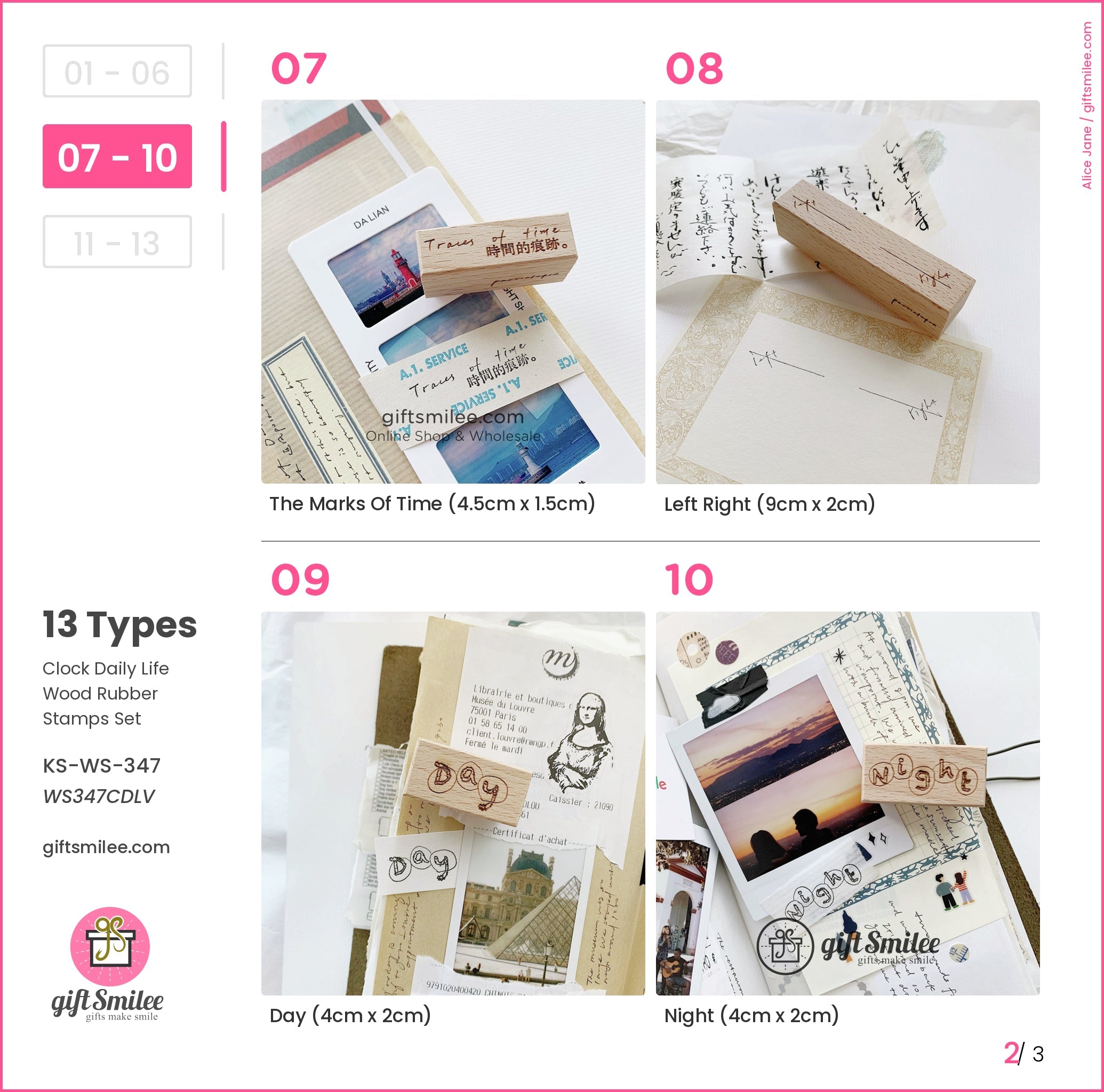 Clock Daily Life Wood Rubber Stamps Set | KS-WS-347