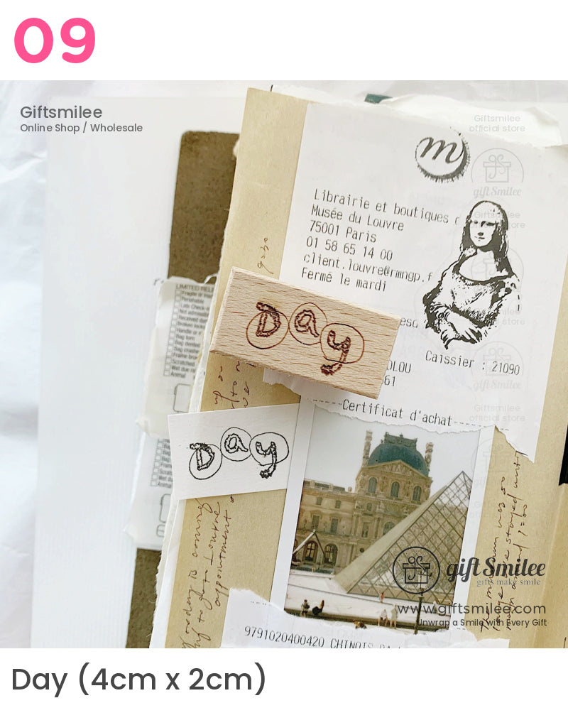 Clock Daily Life Wood Rubber Stamps Set | KS-WS-347