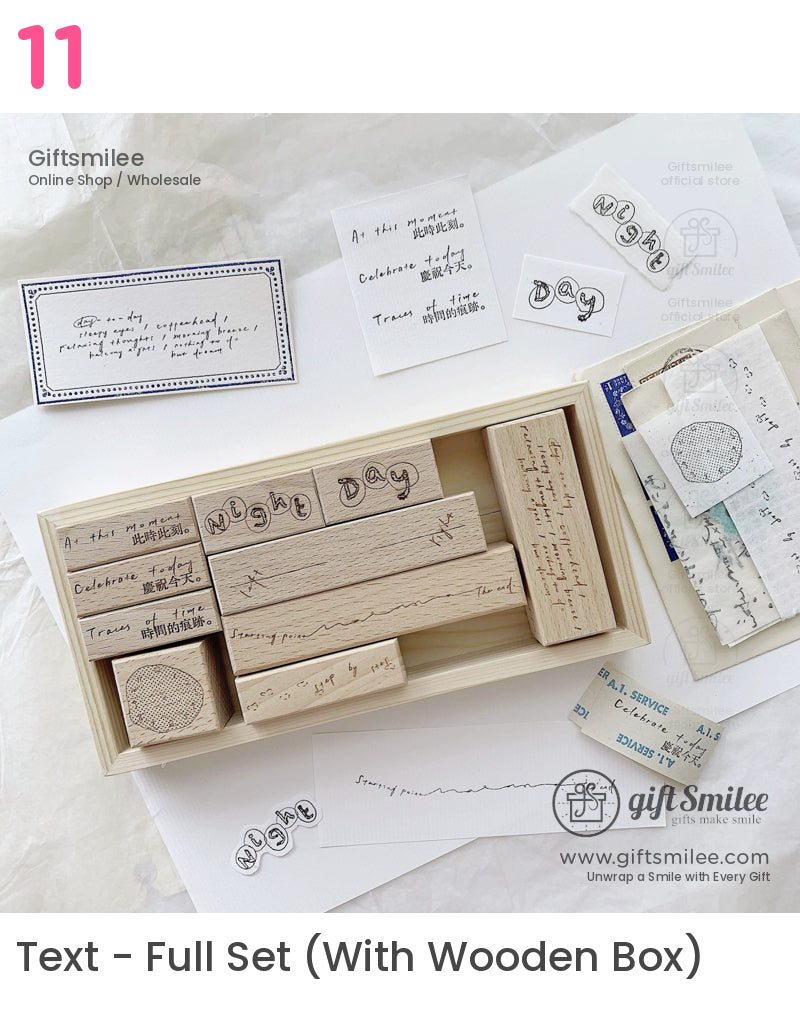 Clock Daily Life Wood Rubber Stamps Set | KS-WS-347