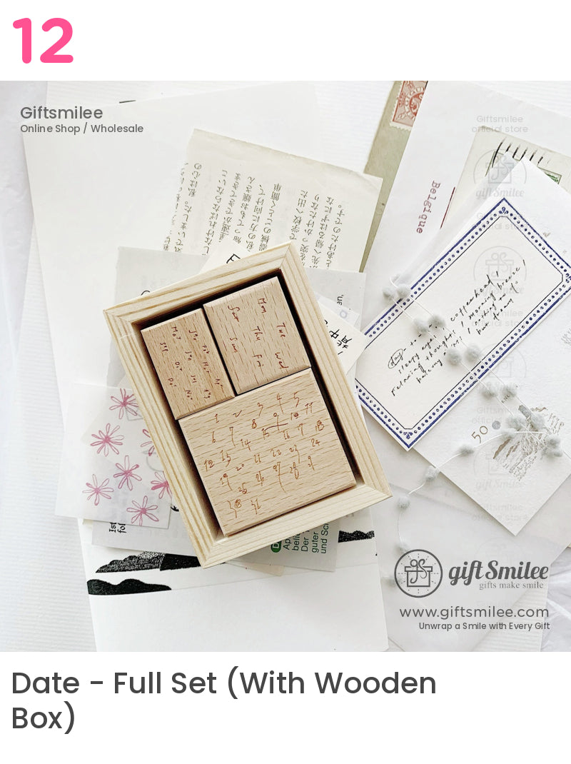 Clock Daily Life Wood Rubber Stamps Set | KS-WS-347