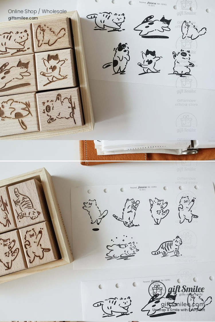 Happy And Grumpy Kitten Rubber Stamps | KS-WS-350
