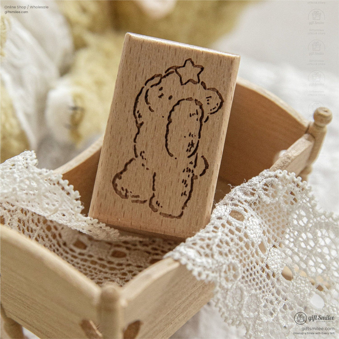 Beechwood Vintage Teddy Illustration Wooden Rubber Stamp | KS-WS-370