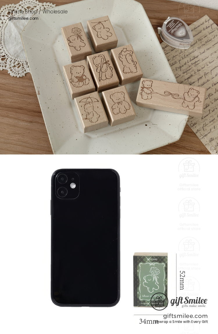 Beechwood Vintage Teddy Illustration Wooden Rubber Stamp | KS-WS-370