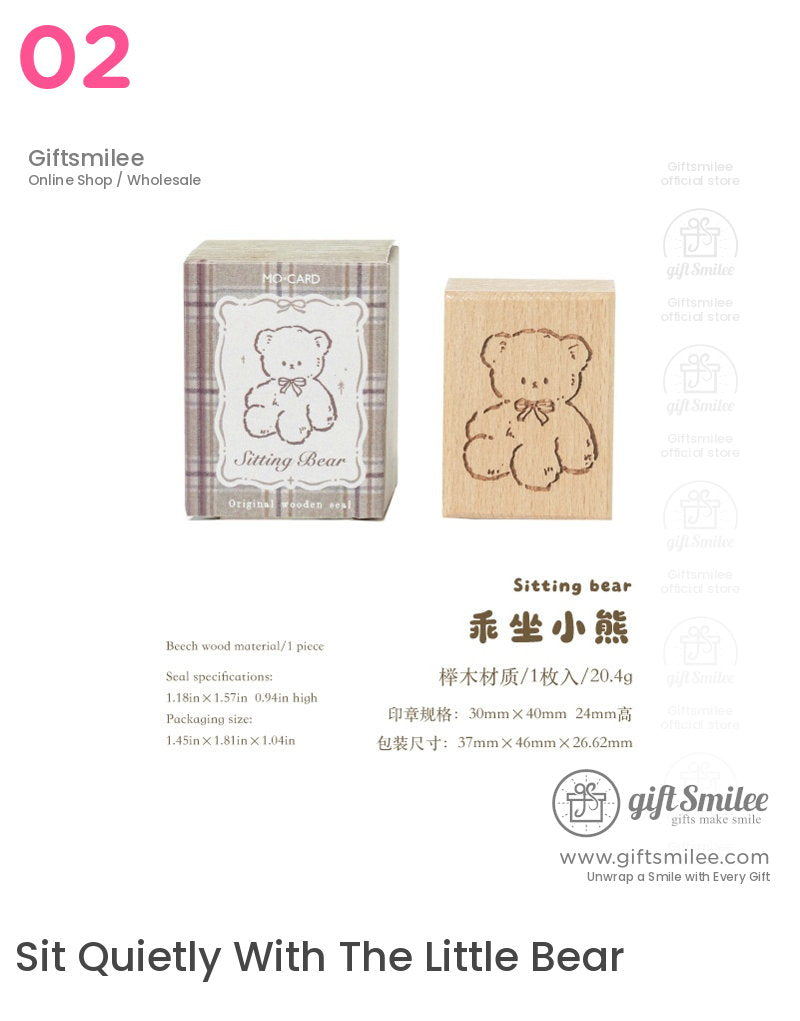 Beechwood Vintage Teddy Illustration Wooden Rubber Stamp | KS-WS-370