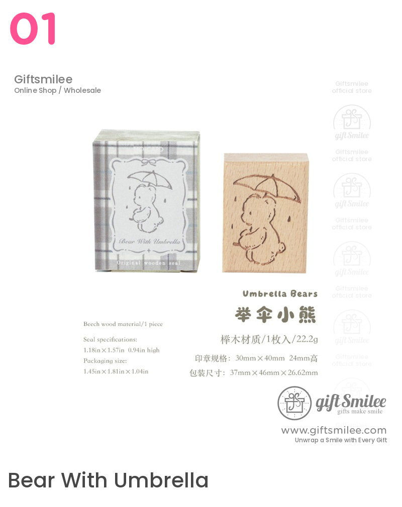 Beechwood Vintage Teddy Illustration Wooden Rubber Stamp | KS-WS-370