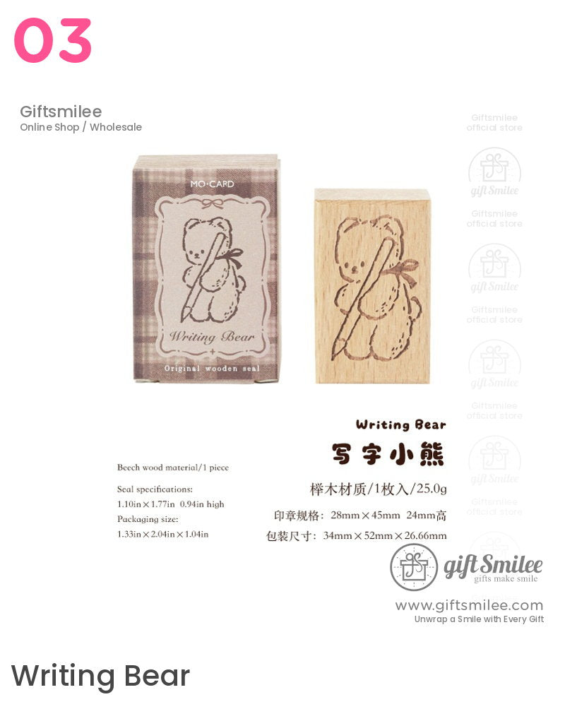 Beechwood Vintage Teddy Illustration Wooden Rubber Stamp | KS-WS-370