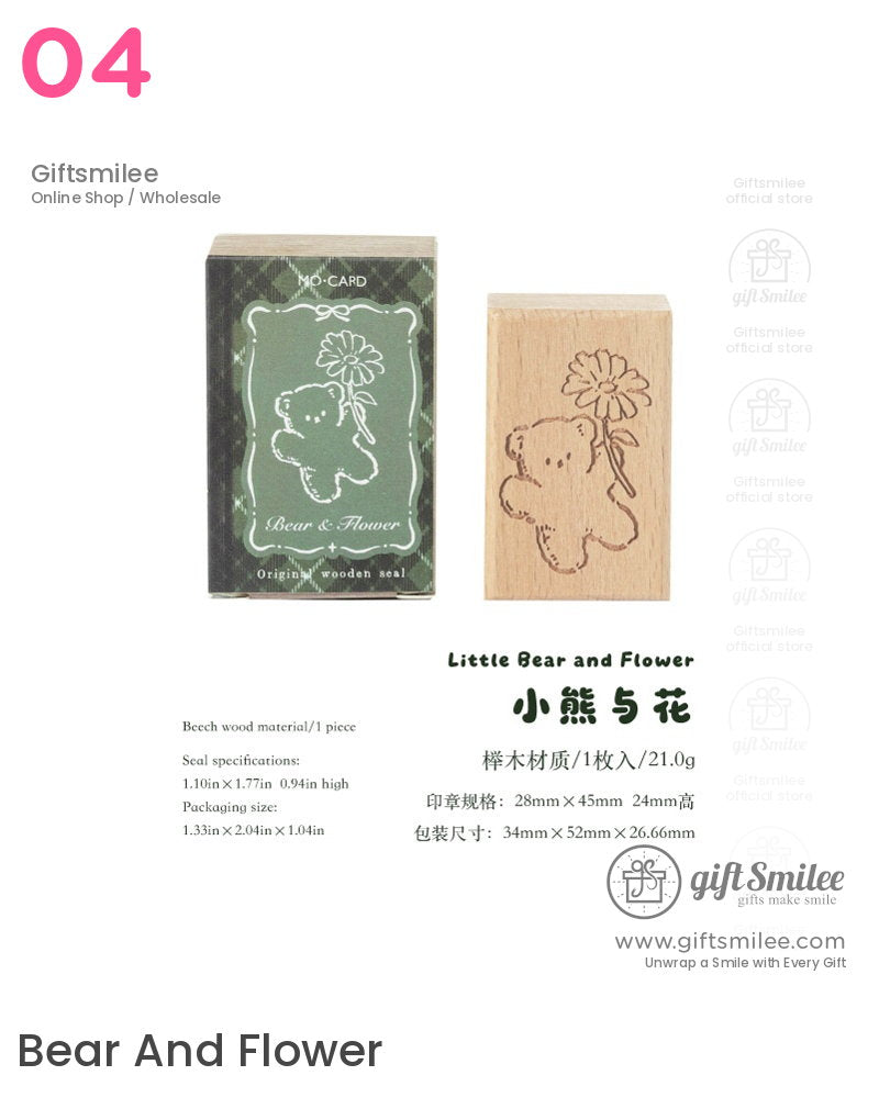 Beechwood Vintage Teddy Illustration Wooden Rubber Stamp | KS-WS-370